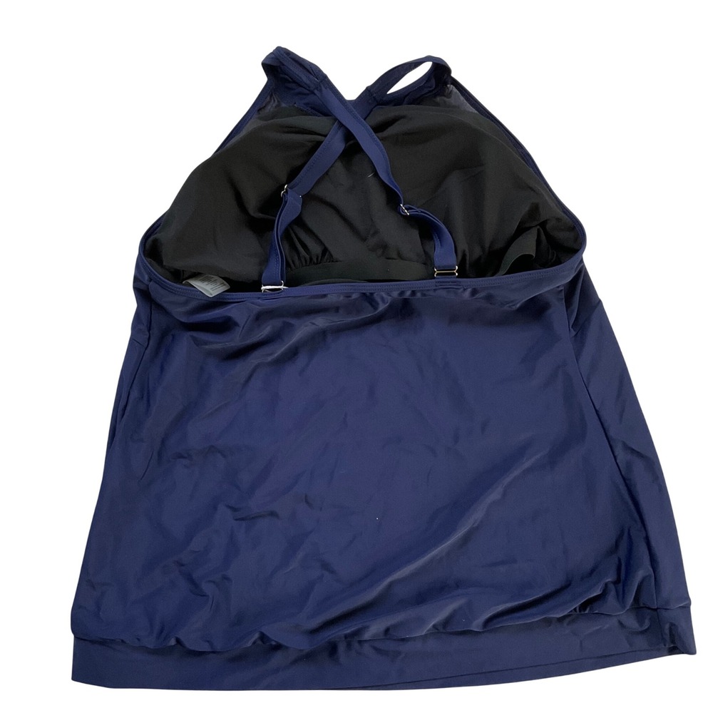 Sothea Navy Blue High Neck Tankini Top Mesh Trim Plus Size 20W NWT‎ Minimalist - Picture 2 of 7